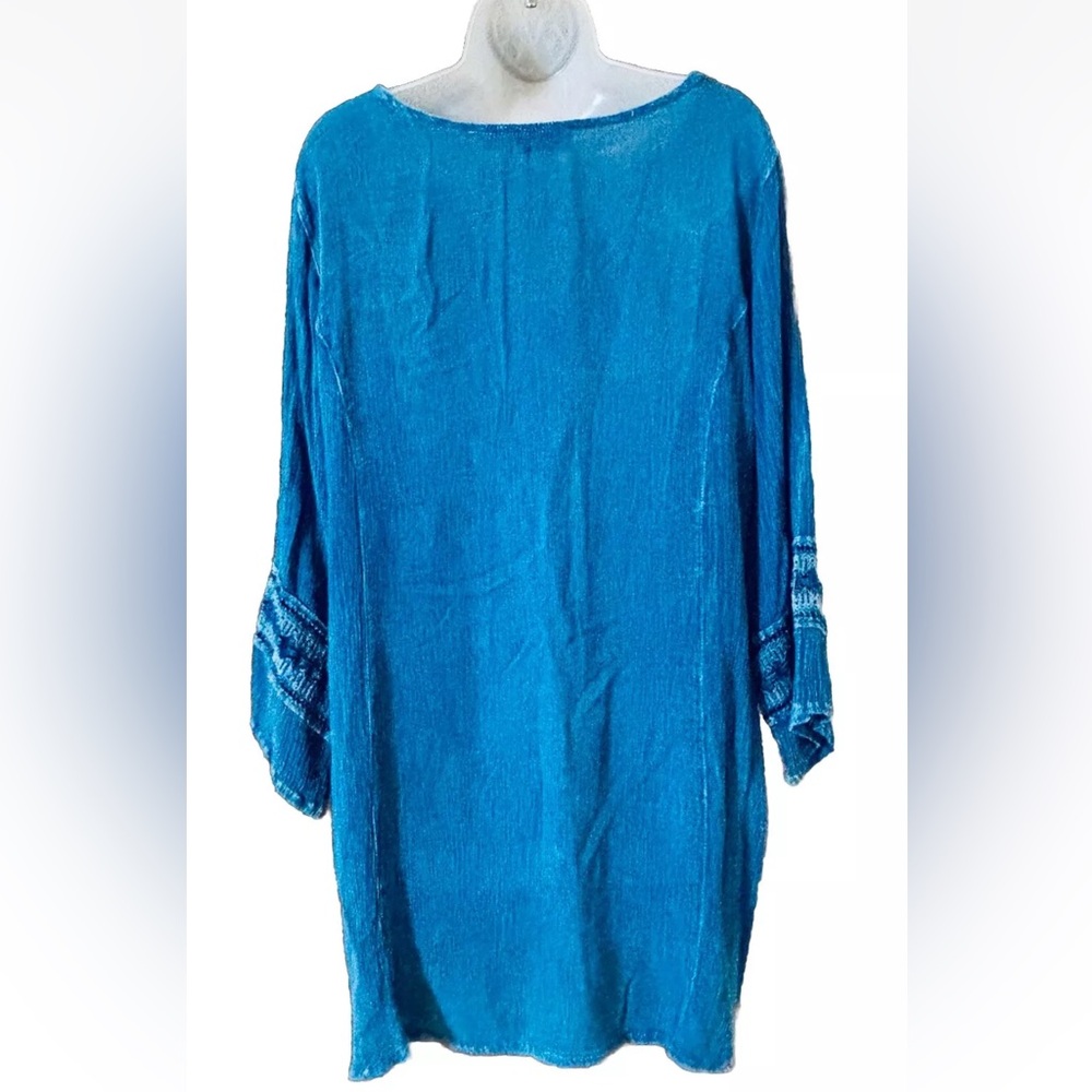 Buc-ee's Women's S/M Gauzy Tunic Top Boho Blue Crochet Lace Lightweight - Picture 3 of 10